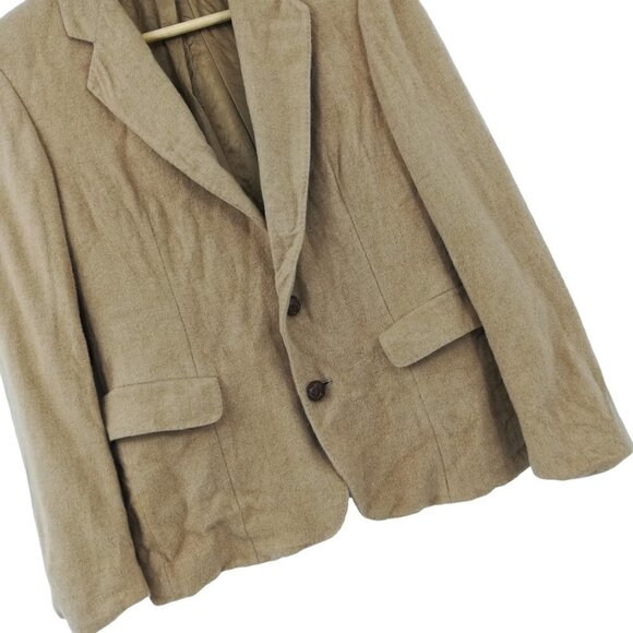 Vintage Camel Hair Blazer Size 10 Corporate Woman Lined Jacket Leather Buttons - Picture 4 of 11